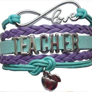 Teacher Infinity Bracelet - Teal/Purple
